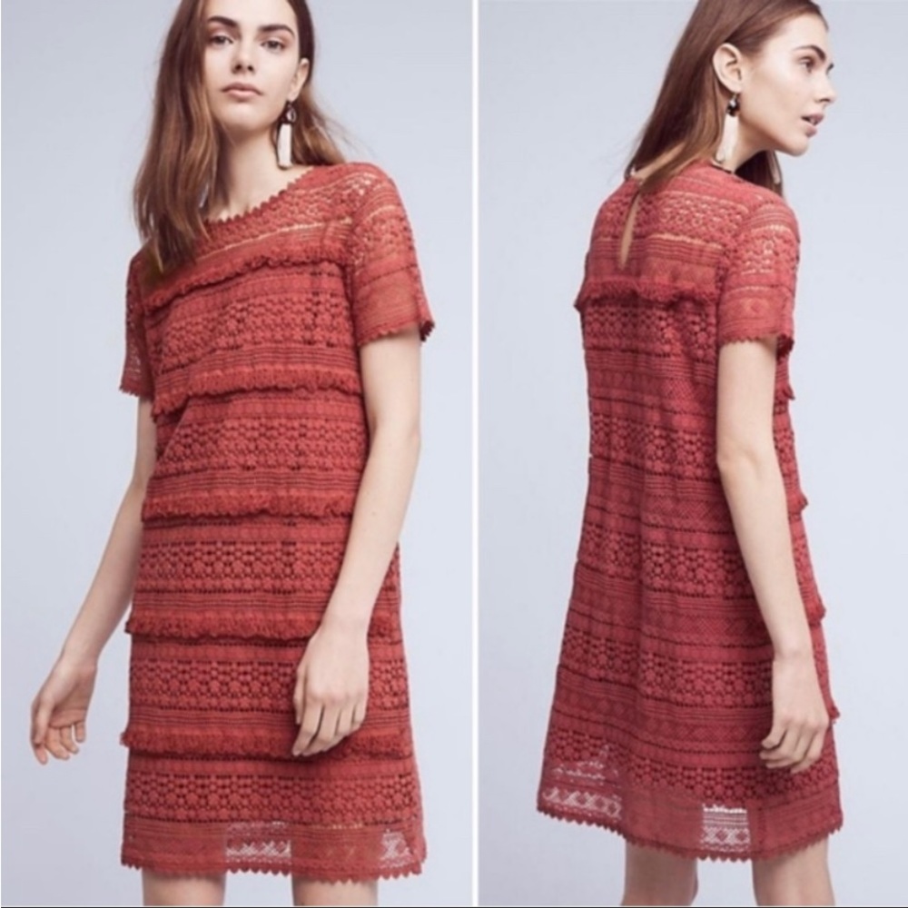 Anthropologie Zero to Sky (02 Sky) Crochet Lace Dress Rose S